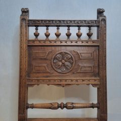 Chaise Gothique d'époque Napoléon III - Panneau central avec rosace